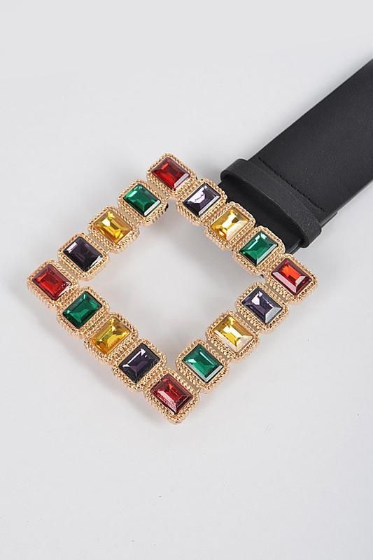 Multi Color Rhinestone Gemstone Square Belt In 2021 Gemstones Rhinestone Belt