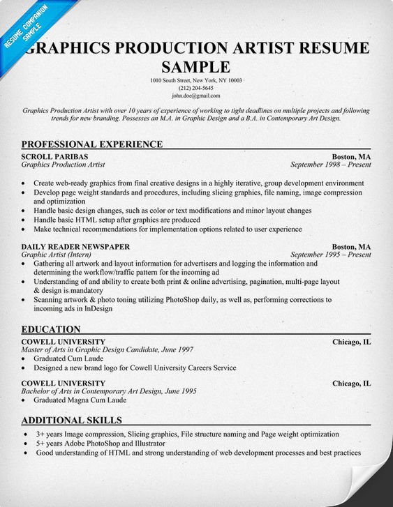 Free Graphics Production Artist Resume Example (resumecompanion - culinary student resume Free Graphics Production Artist Resume Example (resumecompanion - culinary student resume