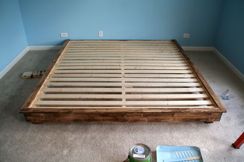 We Share Build A Kingsized Platform Bed Diywithrick King Size Frame Diy King Size Bed Frame Diy, Build Your Own King Size Bed Frame