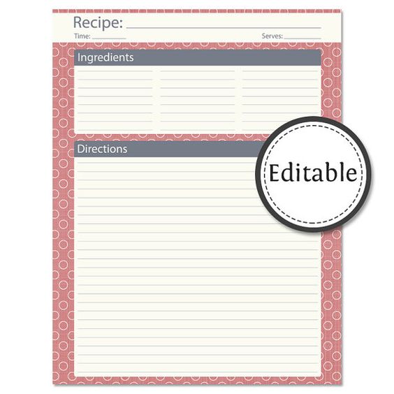 recipe template download