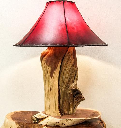 Juniper Table Lamps Rustic Wood End Table Lamp Log Home Lighting Turquoise Inlay Lamp Table Lamp Wood Lamps