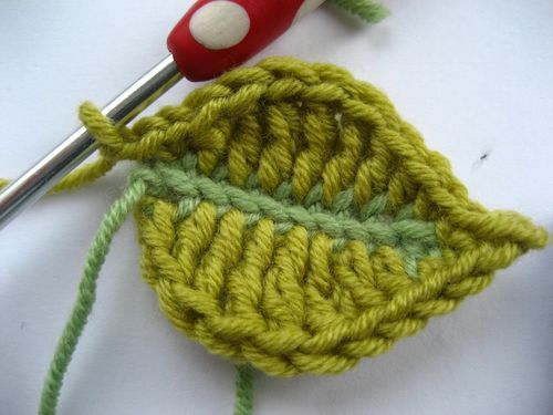 Crochet Multi layered Flower Applique in Off White with leaves