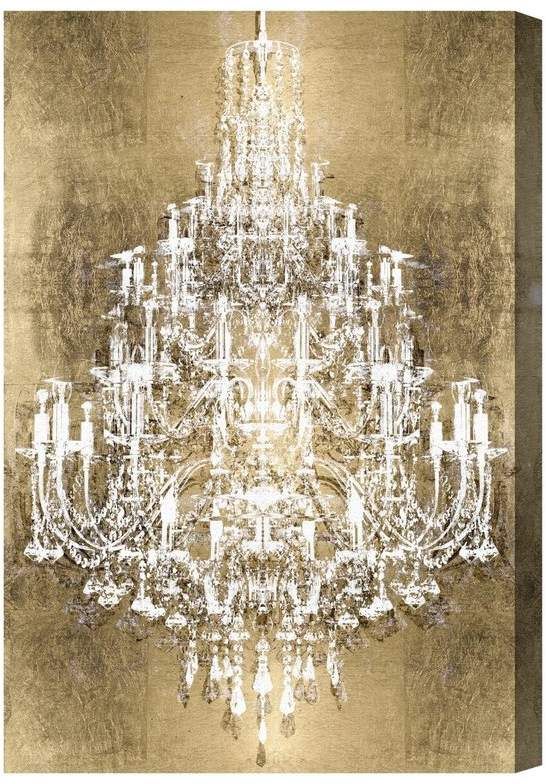 Fashion And Glam Montecarlo Gold Chandeliers Wrapped Canvas Graphic Art Wall Black Framed Prints Wall Art Canvas Prints, Chandelier Wall Art Uk