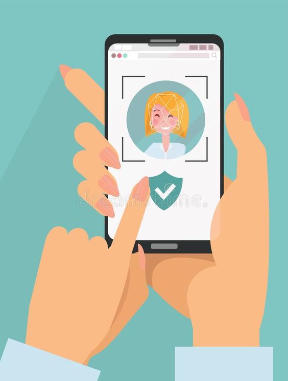 Identity verification. Face detect and recognition. Scanning process on screen m , #Aff, #recognition, #Scanning, #process, #detect, #Identity #ad