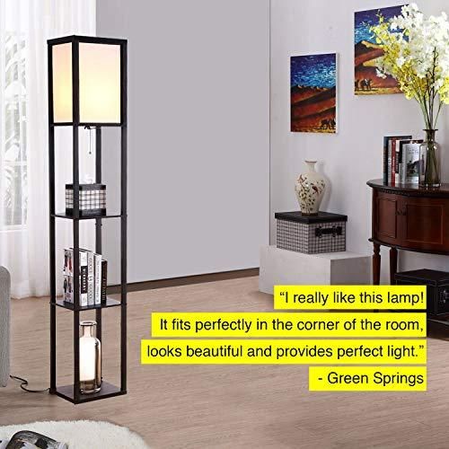 Modern Led Shelf Floor Lamp Skinny End Table Nightstand For Bedroom Combo Narrow Side With Standing Accent Light Attached Asian Tower Book Shelves Modern Led Shelf Floor Lamp Skinny, Tower Floor Lamp With Shelves