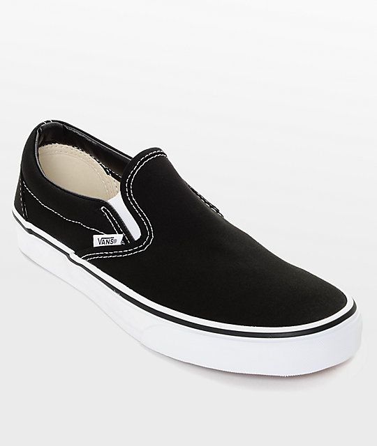 vans shoes slip on black and white