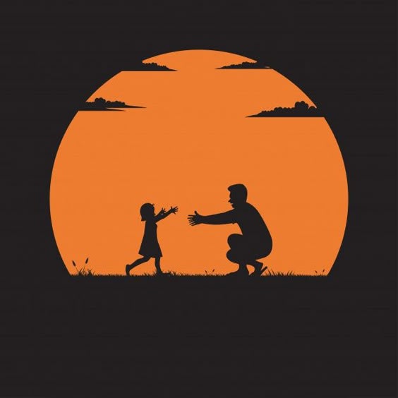 Premium Vector | Silhouette of father and daughter