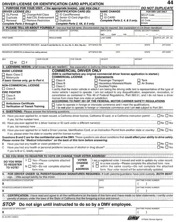 DL-44 - California Driver License form Han Solo Movie - HAN and - dmv release form DL-44 - California Driver License form Han Solo Movie - HAN and - dmv release form