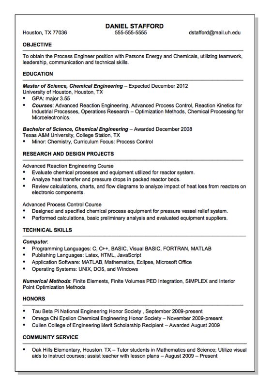 Parsons Energy and Chemical Engineer Resume Sample - - chemical engineer resume template Parsons Energy and Chemical Engineer Resume Sample - - chemical engineer resume template
