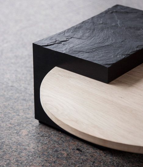 Furniture collection made from natural stone and solid oak.