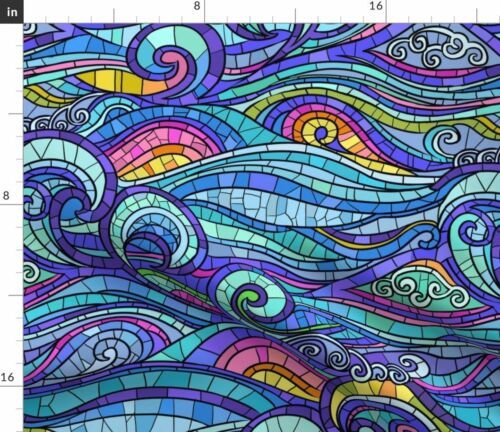 Purple Purple Aqua Abstract Purple Teal Fabric Printed by Spoonflower BTY