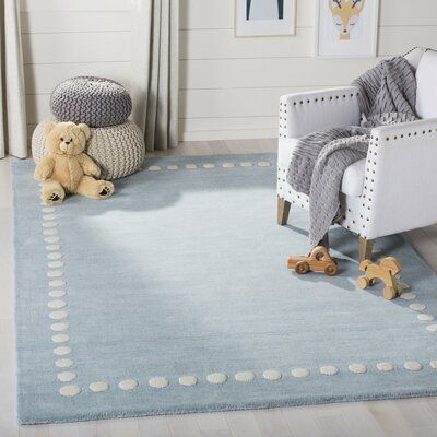 Three Posts Baby Kids Stonecrest Handmade Tufted Wool Blue Area Rug Kids Rugs Colorful Rugs Area Rugs