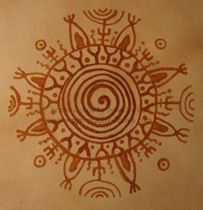 Julia Surba - Henna Paintings : FRAME DRUM with henna painting, fragment