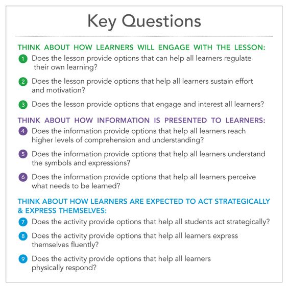 key questions related to the UDL Guidelines
