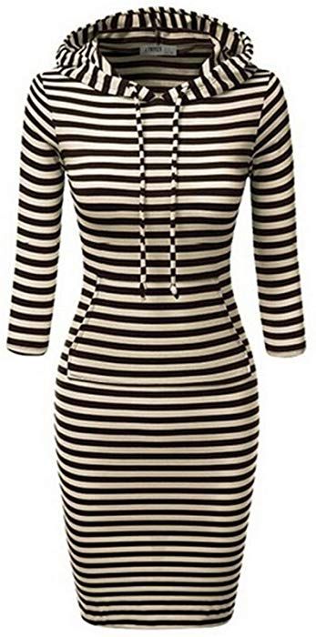 Aimur Women Sweater Dress Long Sleeve Hoodie Black White Aimur Women Sweater Dress Long Sleeve Hoodie Black White