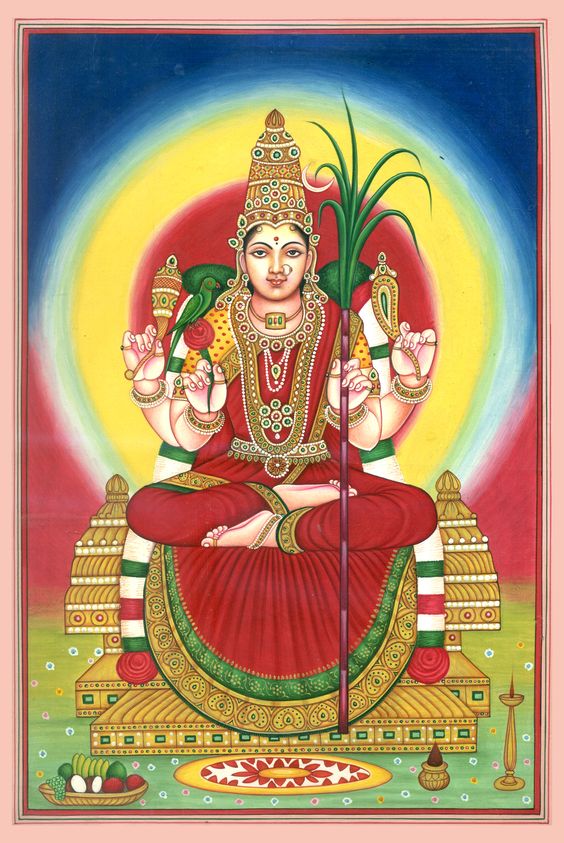 Water Color Painting On PaperArtist: Kailash Raj - Shri Rajarajeshwari, The Embodiment Of Beauty