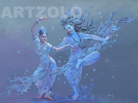 Shiv Parvati Painting by artist Bijay Biswaal | ArtZolo.com