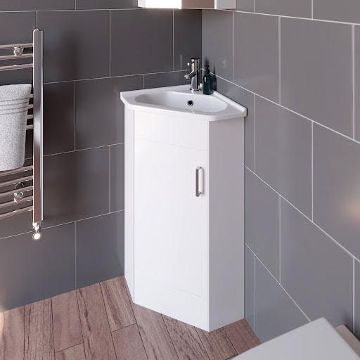 Essence White Gloss Corner Vanity Unit Basin 555mm Width Units White Gloss Corner Vanity Unit Basin, How To Fit Toilet And Sink Vanity Unit