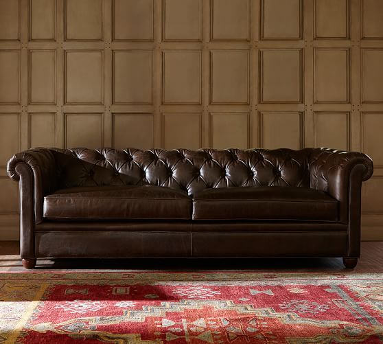 Chesterfield Leather Sofa Furniture Chesterfield Leather Sofa, Pottery Barn Tufted Leather Sofa