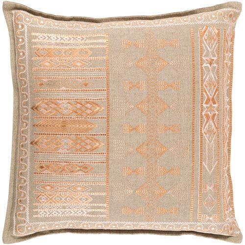 Surya Jizera Brown And Orange 20 Inch 16x22 Moroccan cactus silk sabra pillow