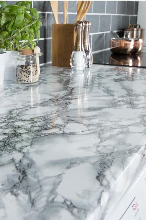 Make A Faux Wood Countertop With Peel And Stick Wallpaper Stow Tellu Wood Countertops Vinyl Countertops Peel And Stick Countertop