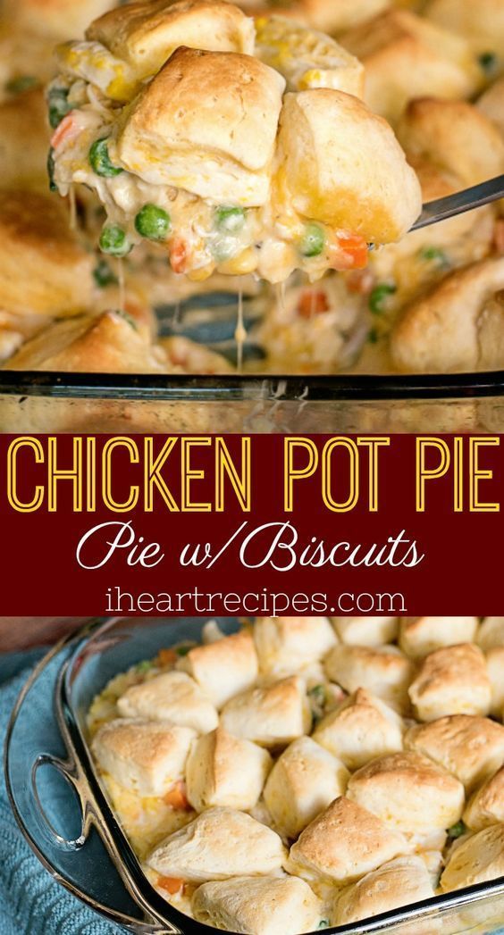 Chicken Pot Pie with Biscuits | EASY CHICKEN POT PIE MADE WITH BISCUITS INSTEAD OF A TRADITIONAL CRUST. THIS BUDGET MEAL IS DEFINITELY A FAMILY FAVORITE! #chickenrecipes #dinnerrecipes
