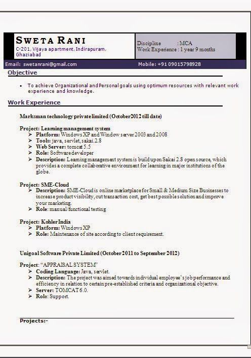 2 Years IT Experience Resume Format Beautiful Excellent - mca fresher resume format 2 Years IT Experience Resume Format Beautiful Excellent - mca fresher resume format