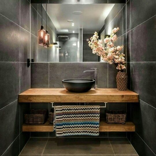 Badezimmer Holz Waschbecken Steinwand Rustikale Einrichtung Mit Bildern Badezimmer Holz Badezimmer Rustikal