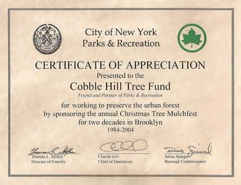 certificate of appreciation donation