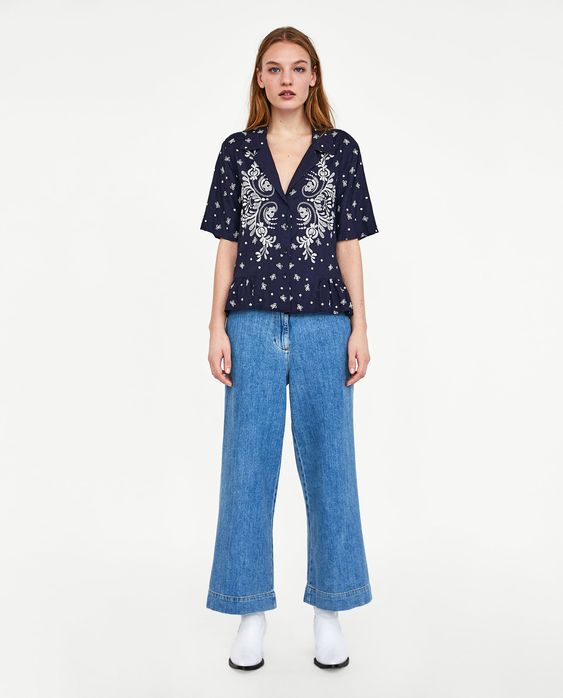 ZARA - WOMAN - SHIRT WITH CONTRASTING EMBROIDERY