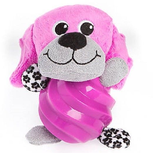 Puppies R Us Dog Toy Squeak Purple Plush Rubber Dog Body Ball Pet