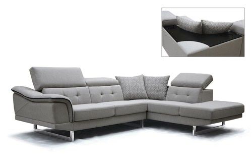 Divani Casa Carnation Modern Grey Eco Leather Sectional Sofa Stylish Design Furniture Fabric Sofas Divani Casa Carnation Modern Grey Eco, Leather Fabric Sectional Sofa