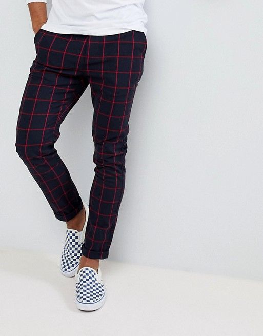 tapered plaid pants mens
