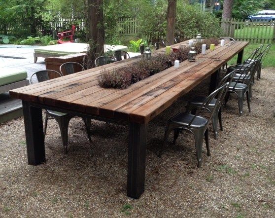 Outdoor Redwood Dining Table With Galvanized Middle Trough And Steel Base Rustic Tables Restaurant Patio Furniture - Rustic Patio Dining Table Outdoor Redwood Dining Table With Galvanized Middle Trough And Steel Base Rustic Tables Restaurant Patio Furniture - Rustic Patio Dining Table