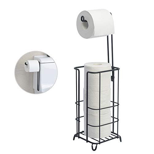 Zccz Toilet Paper Holder Free Standing Bathroom Tissue Roll Storage Stand Shelf Holds Mega For Organizing Black Ho In 2022 Zccz Toilet Paper Holder Free Standing, Toilet Tissue Paper Roll Storage Holder Stand