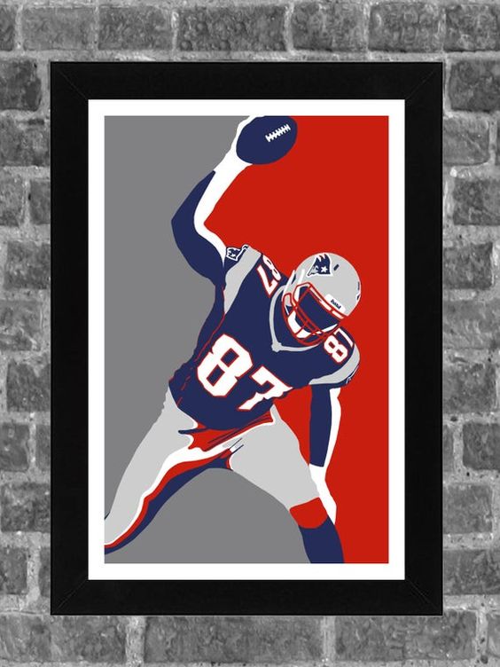 New England Rob Gronkowski Sports Print Art 11x17