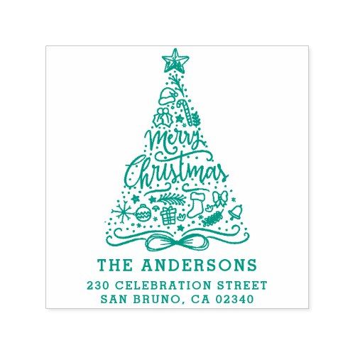 Merry Christmas Lettering Name Return Address Self Inking Stamp Zazzle Stamps Return Address Self Inking Stamp