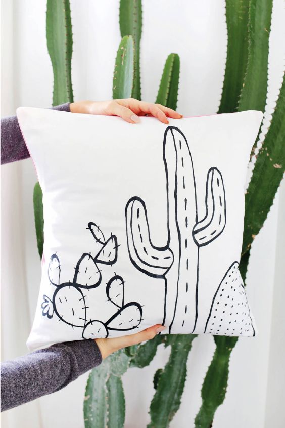 Hermoso almohadón con cactus (con imágenes) | Diseño de DIY: Decora con cojines cactus