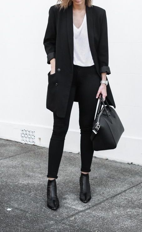 Black outfit with white t-shirt