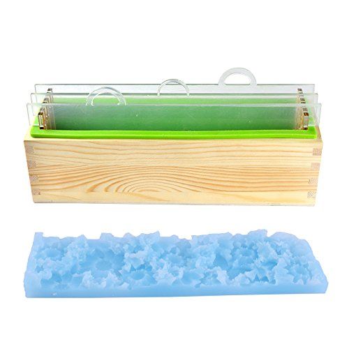 B/&S FEEL Flexible Rectangular Soap Silicone Mold with Wood Box for Homemade 42oz Soap Produce