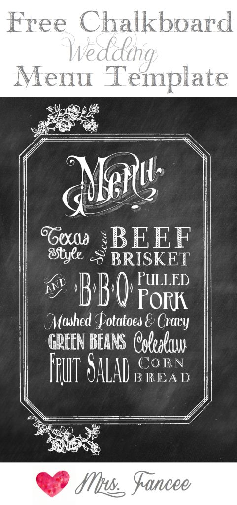 Chalkboard Wedding Menu {free template - bar menu template Chalkboard Wedding Menu {free template - bar menu template