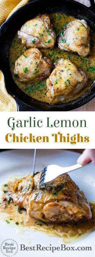 Creamy Garlic Chicken Lemon Chicken Thighs is Delicious and Easy | @bestrecipebox #chicken #dinner #recipe