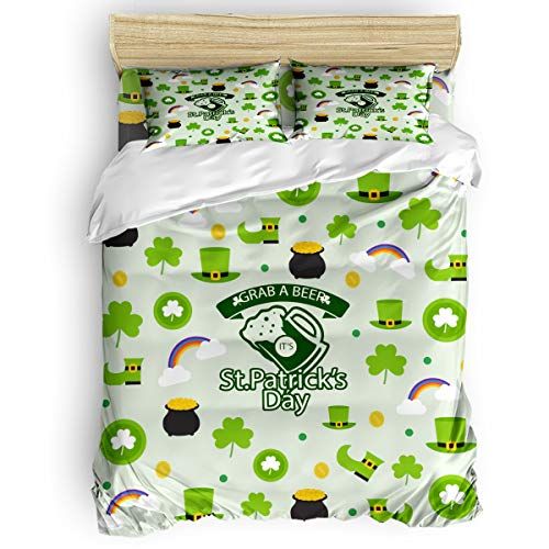 Coutious Grab A Beer St Patrick S Day 4 Pieces Duvet Cover Set King Size Bedding Set With Zipper Ties Pil King Size Bedding Sets Duvet Cover Sets King Size Bed