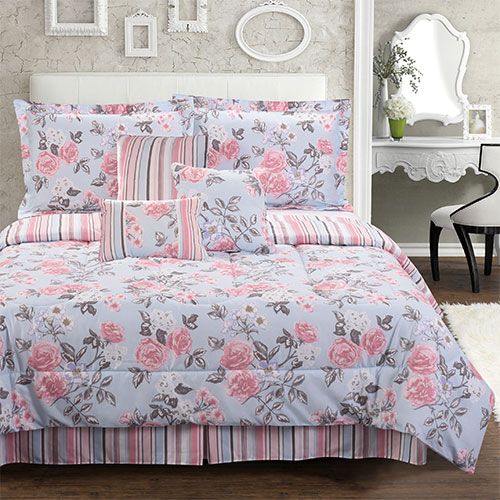 Ashley Cooper Melanie 7pc Comforter Set Sets Pink Bedding Grey Queen - Ashley Cooper Bedding Ashley Cooper Melanie 7pc Comforter Set Sets Pink Bedding Grey Queen - Ashley Cooper Bedding