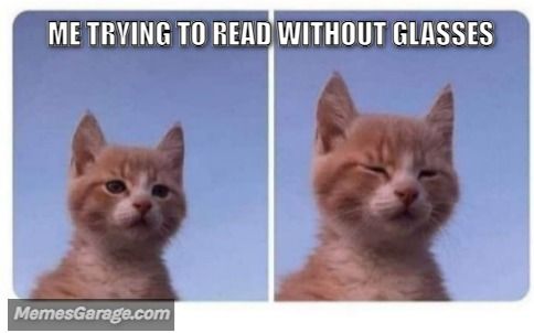 Me Trying To Read Without Glasses Meme