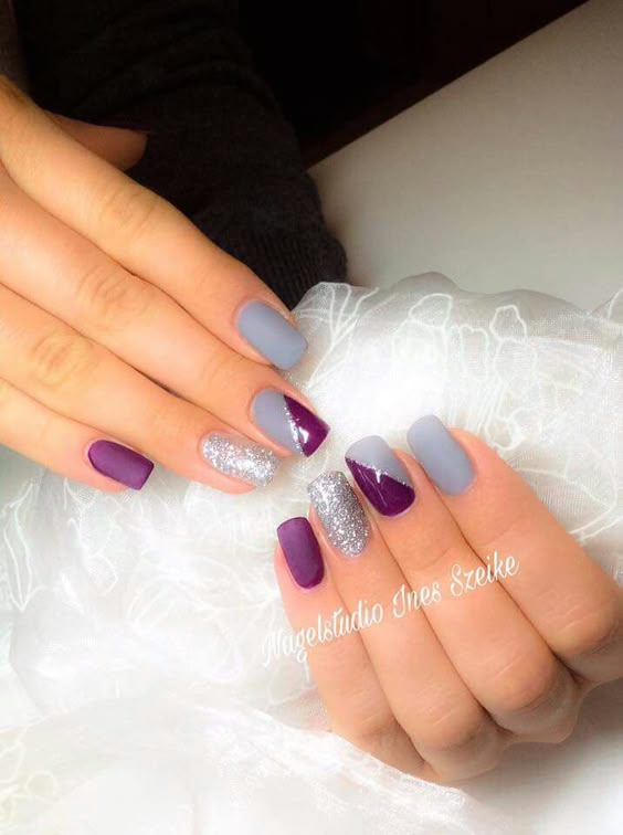 Purple and Gray Nail Designs