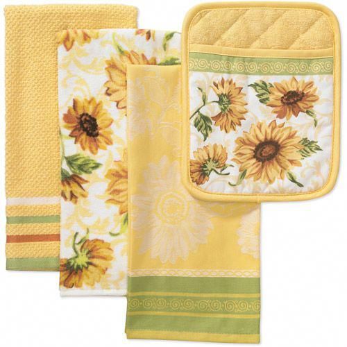 Walmart Com Better Homes And Gardens 4 Piece Kitchen Towel And Pot Holder Set Sunflower K Sunflower Kitchen Sunflower Kitchen Decor Sunflower Themed Kitchen
