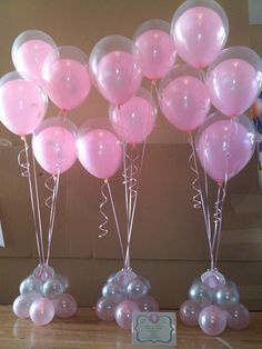 Pretty Pink Baloons Table Centres for wedding quince birthday party #for any dinner party# +++ CENTROS DE MESA DE GLOBOS ROSA DECORACION DE MESA DE FIESTA CELEBRACION RECEPCION BODA QUINCE CUMPLEAÃOS EVENTO