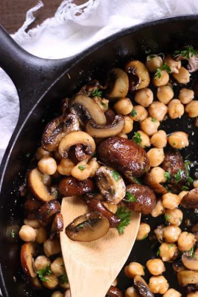 Chickpea & Baby Portobello Mushroom Marsala Over Creamy Polenta