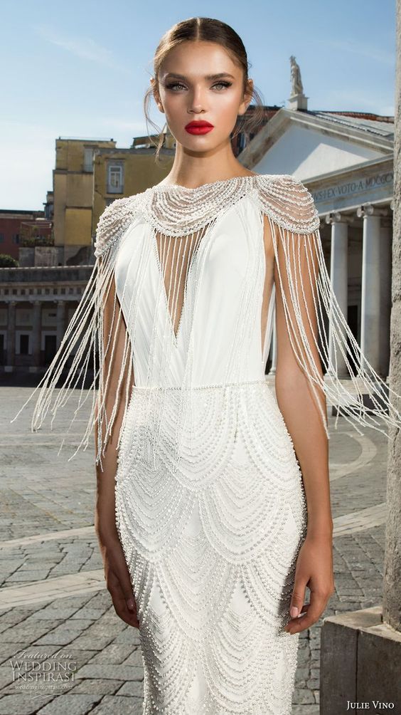 elegant sophiscated sheath wedding dress low back sweep train